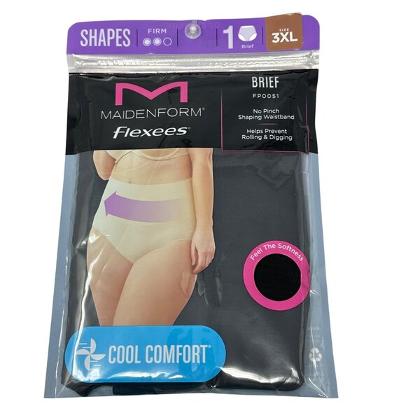 Maidenform Flexees Cool Comfort Briefs 3XL Black Firm Shapewear 2 Packs - Picture 2 of 6